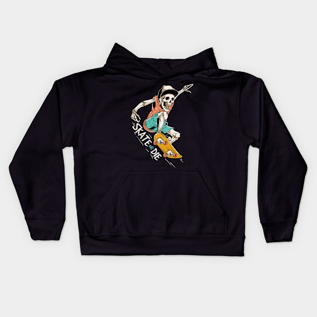 skateboard illustration Kids Hoodie by Pen of God Studio